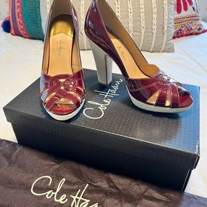 Cole Haan Nike Air Charlize Patent Open Toe Pump
